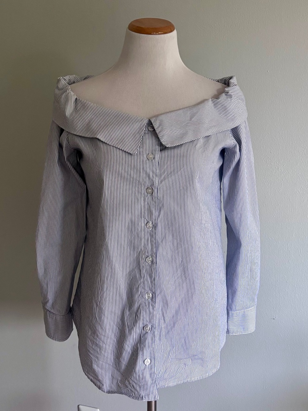 Finley Blue and White Pinstripe Blouse